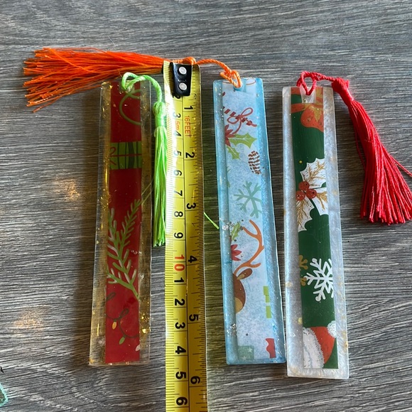XMAS Handmade Festive Holiday Bookmark medium Gold with red Strip - Picture 7 of 9